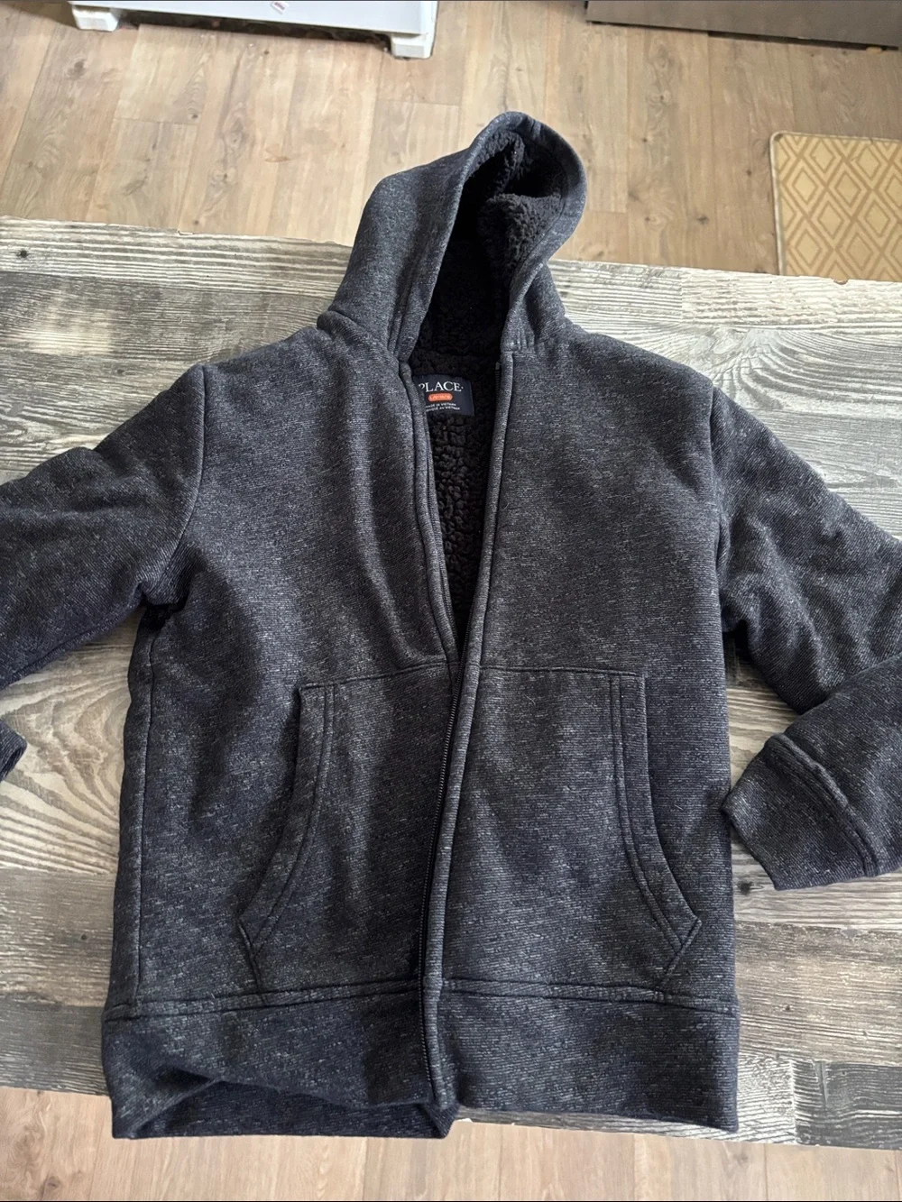 The Children's Place Dark Gray Sherpa-Lined Hooded Jacket